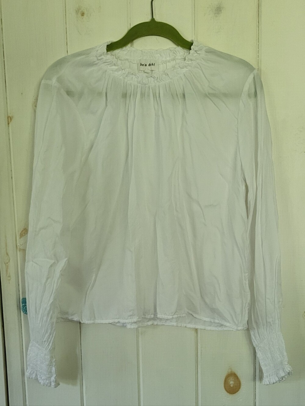 Bella Dahl Smocked Semi Shirred White Tencel Blouse